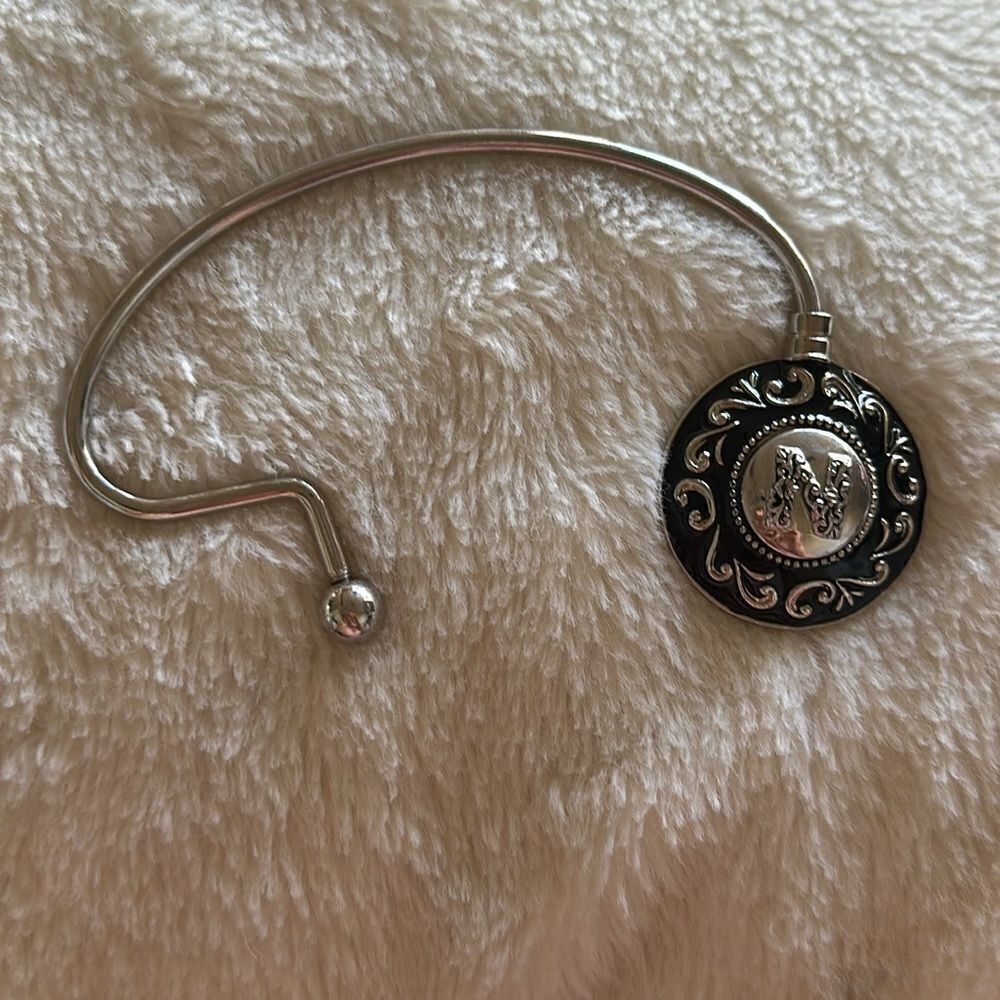 GANZ Portable Chrome Monogram Initial “N” Handbag Purse Hanger